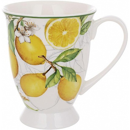 Кружка фарфоровая "Сицилийский Лимон" 300мл, чайная чашка BD-K109