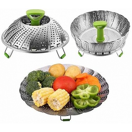 Пароварка Kamille Lamarche Ø27.5см из нержавеющей стали, складная KM-8843