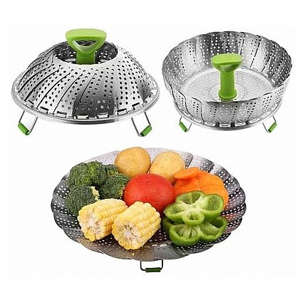 Пароварка Kamille Lamarche Ø23см из нержавеющей стали, складная KM-8844