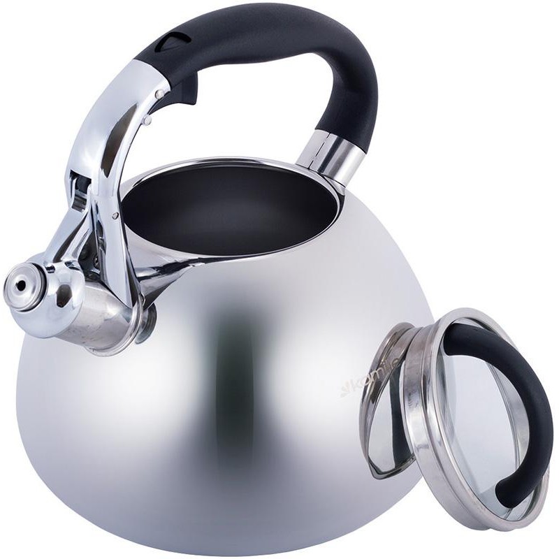 Kamille Whistling Kettle 2.8L нержавіюча сталь зі свистком і скляною кришкою KM-0674