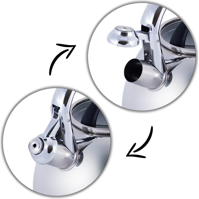 Kamille Whistling Kettle 2.8L нержавіюча сталь зі свистком і скляною кришкою KM-0674