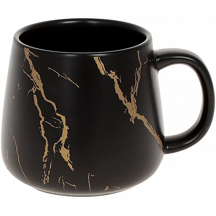 Кухоль порцеляновий "Мармурова Розкіш" 450мл, чорний із золотом BD-805-724