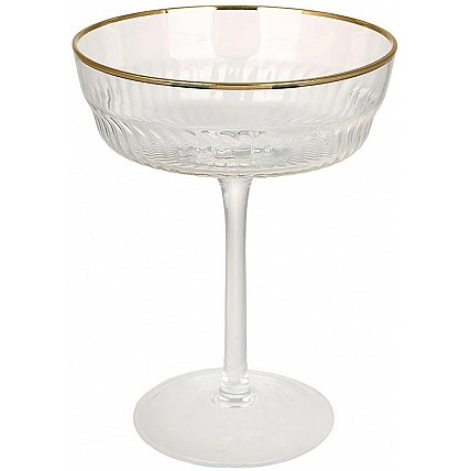 Набір 6 фужерів "Breeze" для шампанського 300мл, скляні келихи із золотою облямівкою BD-992-317