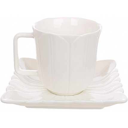 Порцеляновий чай і кавова чашка "White City Tulipe" 220 мл з блюдцем BD-988-503