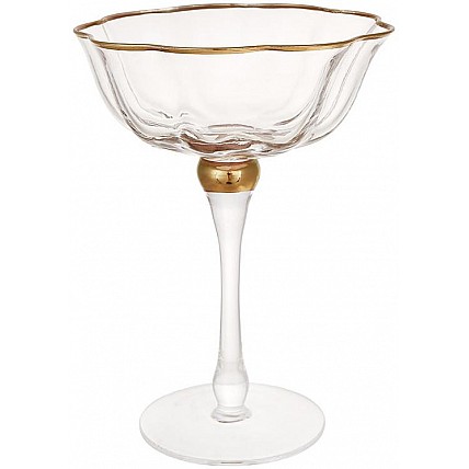 Набір 6 скляних келихів "Gatsby" 250мл (фужери для шампанського) із золотою облямівкою BD-992-449