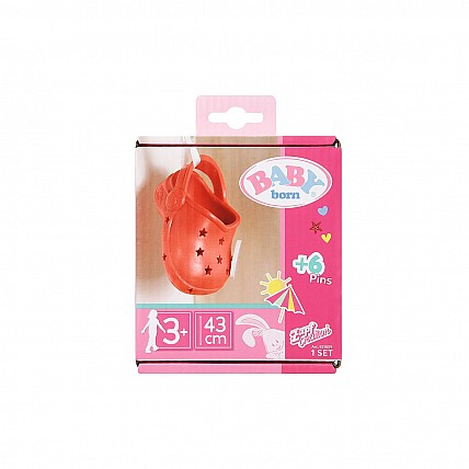 Обувь для куклы BABY BORN - Cандалии с значками (красные)