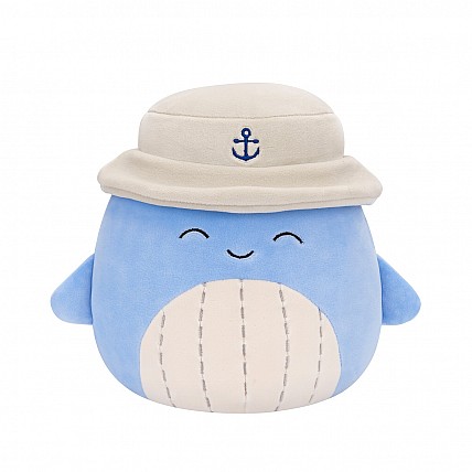 Мягкая игрушка Squishmallows – Синий кит Самир в панаме (19 cm)