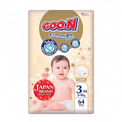 Подгузники Goo.N Premium Soft для детей (размер 3(M), 5-9 кг, 64 шт)