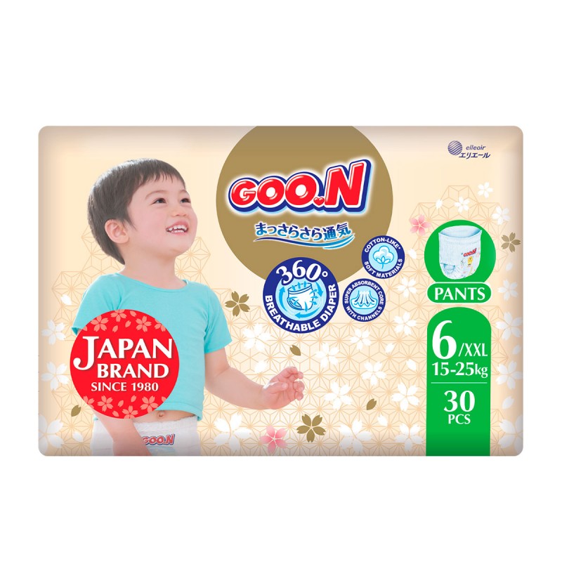 Трусики-подгузники Goo.N Premium Soft (размер 6(2XL), 15-25 кг, 30 шт)