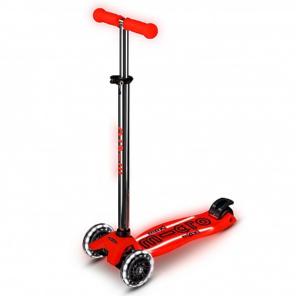 Самокат Micro серии Maxi Deluxe Glow LED Plus - Красная аура