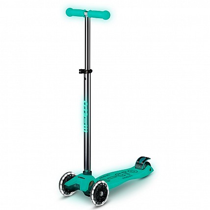 Самокат Micro серии Maxi Deluxe Glow LED - Желейный зеленый
