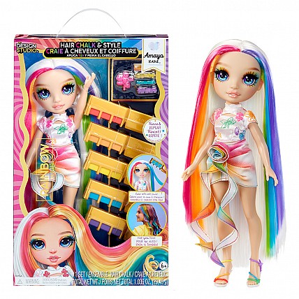 Игровой набор с куклой Rainbow High серии Мелки для волос и стиль – Амая