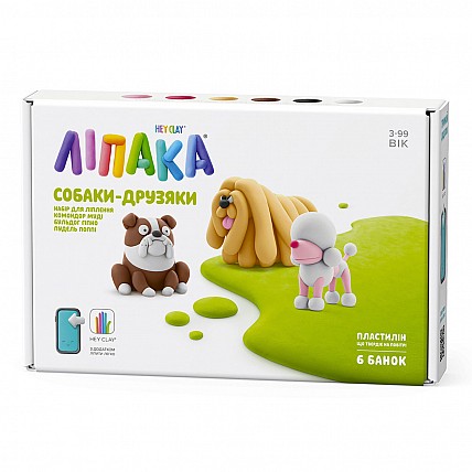 Набір пластиліну Ліпака - Собаки-друзі: Комондор Муді, Бульдог Гіпно, Пудель Поппі