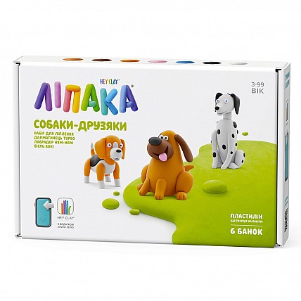 Набір пластиліну Липака - Собаки-друзі: Далматинець Турбо, Лабрадор Ням-Ням, Бігль Вокі