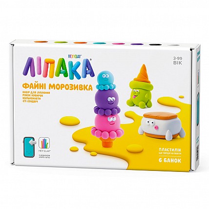 Набір пластиліну Ліпака - Класне морозиво: Шариконавти, Єті Сендвіч, Ріжок Кувирок