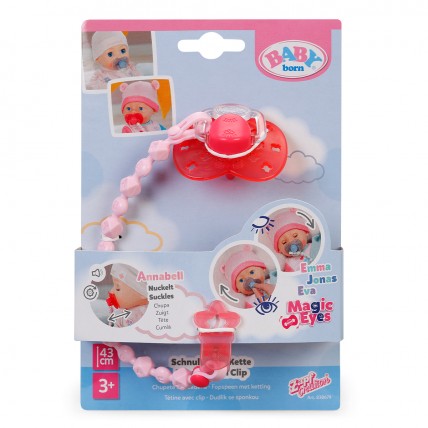 Пустышка для куклы Baby Born на клипсе (розовая)