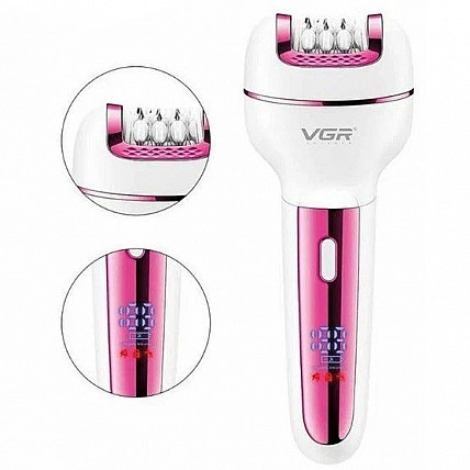 Бездротовий епілятор жіночий 3в1 (електробритва, пемза) VGR V-732 Рожевий