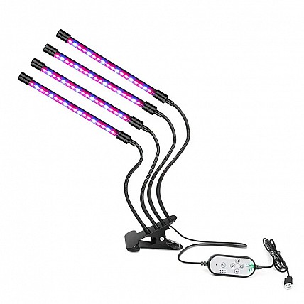 Фітолампа четверна для рослин, 60 Вт, повний спектр із таймером і регулюванням яскравості