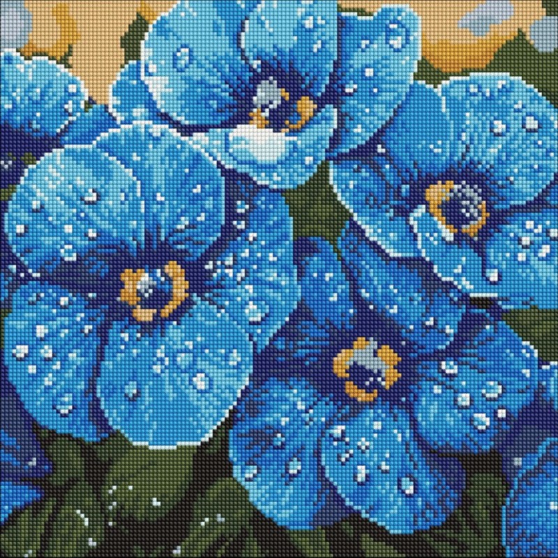 Алмазна мозаїка "Фіалки в росі" ©art_selena_ua AMO8228, 40х40 см