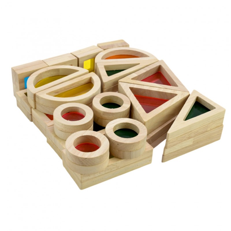 Деревянный конструктор Wood Mom C9434 с цветными акриловыми вставками, 24 детали Деревянный конструктор Wood Mom C9434 с цветными акриловыми вставками, 24 детали