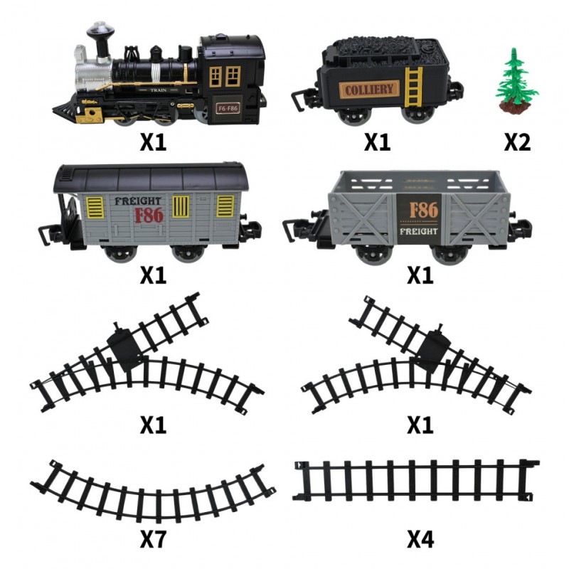 Детская железная дорога FenFa Steam Train 1603A-1A со световыми и звуковыми эффектами