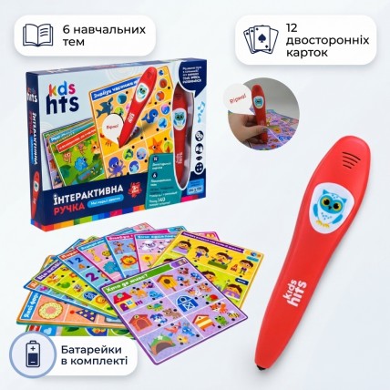 Обучающая ручка Kids Hits «Первые знания» KH60/001: 6 учебных тем и 12 двусторонних карточек