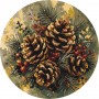 Картина по номерам "Зимние шишки и хвоя" OR2058 с красками металлик, диаметр 35 см