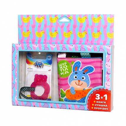 Мягкая книжка-шуршалка "Зайчик" Книжковий хмарочос 403761 с прорезывателем                                                                            