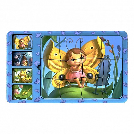 Деревянная настольная игра "Этапы развития бабочки" Ubumblebees (ПСФ017) PSF017 сортер-пазл