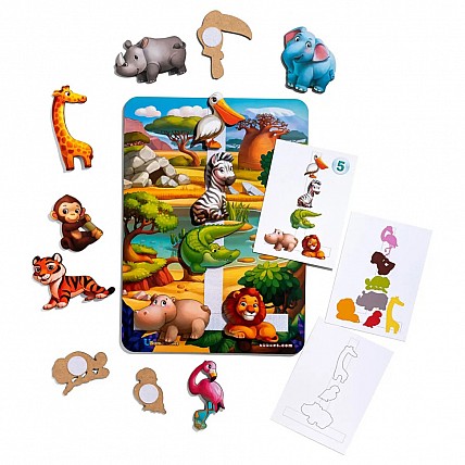 Деревянная настольная игра "Повтори по схеме - Африка" Ubumblebees (ПСД178) PSD178 на липучках