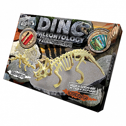 Игровой набор для проведения раскопок DP-01 DINO PALEONTOLOGY  в коробке Трицератопс