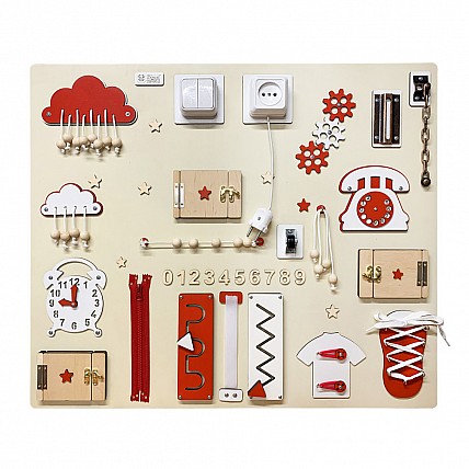 Развивающая игрушка "Бизиборд по методике Монтессори" TG1000010, 70х60 см, Красный