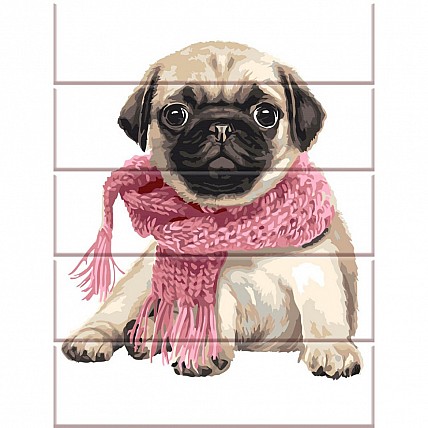Картина по номерам по дереву "Мопс" ASW240 30х40 см