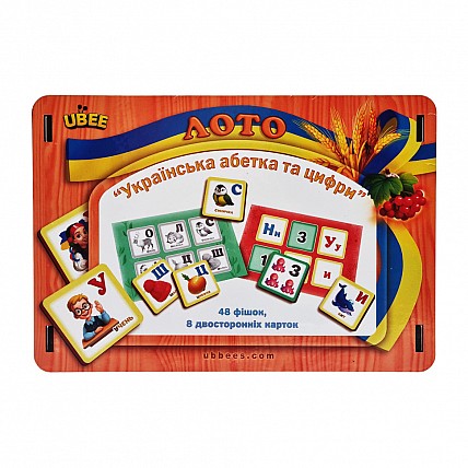 Настольная игра Лото "Азбука и цифры" (ПСД250) PSD250, 48 фишек