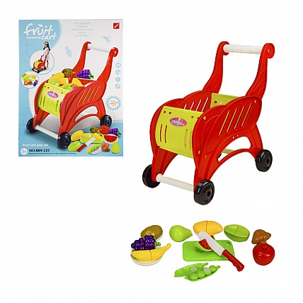 Продуктовая тележка и продукты на липучках 889-137/138 Красный