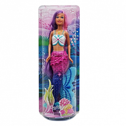 Детская кукла Русалочка DEFA 8483 с подвижным хвостом Бело-фиолетовая