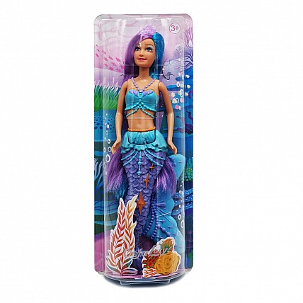 Детская кукла Русалочка DEFA 8483 с подвижным хвостом Голубая