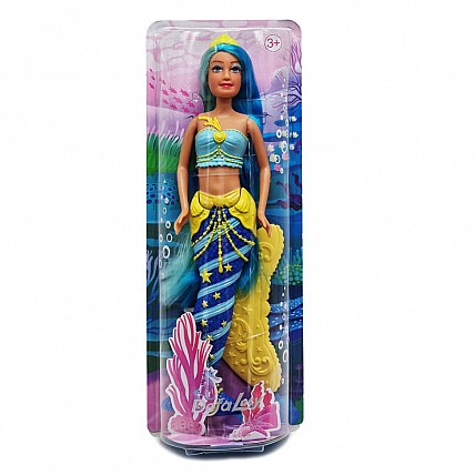 Детская кукла Русалочка DEFA 8483 с подвижным хвостом Желто-голубая