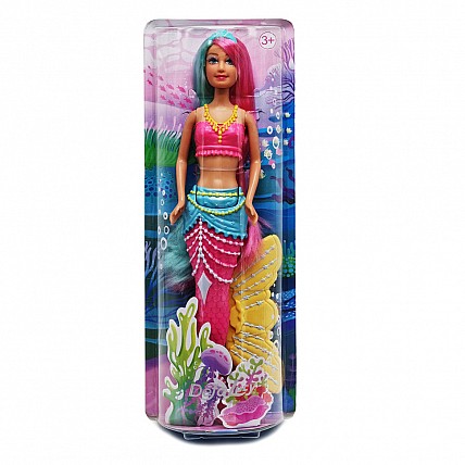 Детская кукла Русалочка DEFA 8483 с подвижным хвостом Розово-голубая