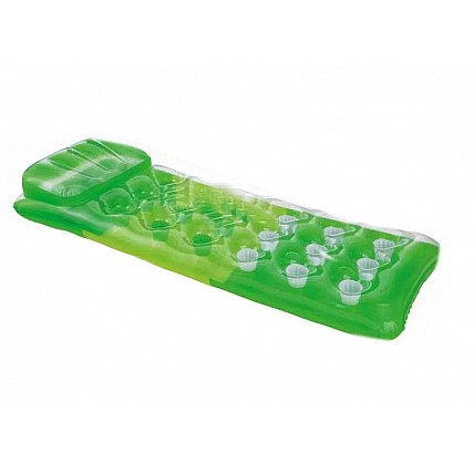 Надувной матрас для плавания Цветной стаканы Intex 58890 с подушкой Зелёный
