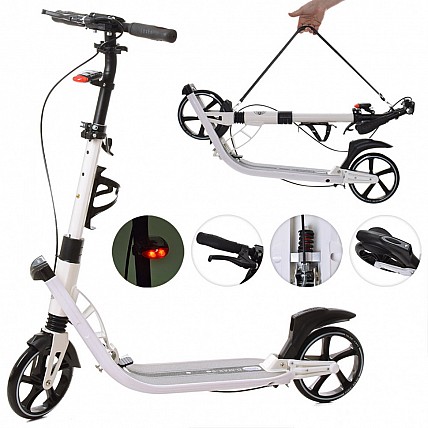 Самокат двухколёсный взрослый SR 2-015-4 с ручным тормозом Белый