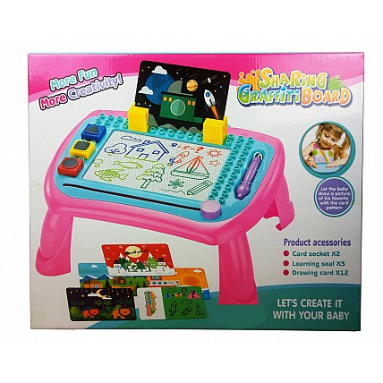 Детская досточка-столик для рисования 009-2023-5 со штампами Розовый