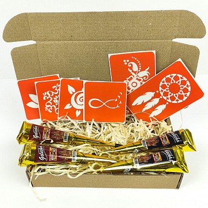 Набор хны с трафаретами для био-тату №2 henna-set-02