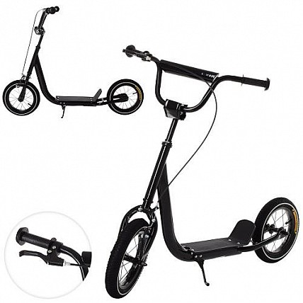 Самокат большие два колеса SR 2-046 с ручным тормозом Черный