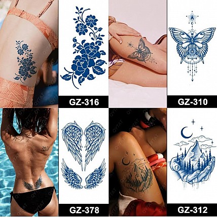 Набор из 4 долговременных тату «Красота природы» SPX-set-middle-02, 18 х 11 см