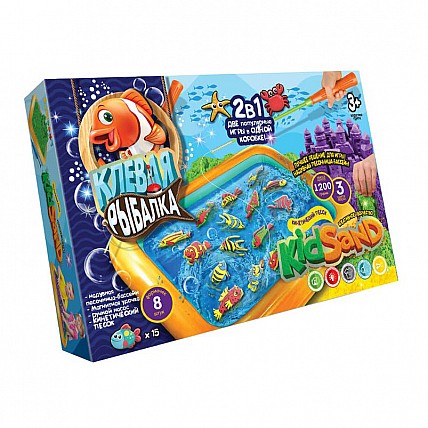 Набор креативного творчества "Кинетический песок: Клевая рыбалка" KIDSAND KRKS-01-01U 2в1