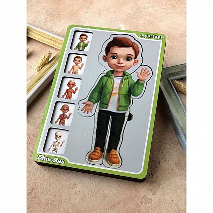 Деревянный пазл-вкладыш "Анатомия человека – мальчик" Ubumblebees (ПСФ026) PSF026 строение тела