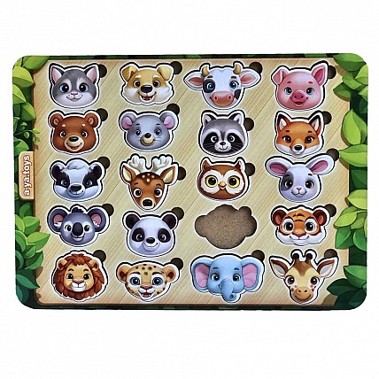 Дерев'яний пазл-сортер "Мордочки" Ubumblebees (ПСФ084) PSF084