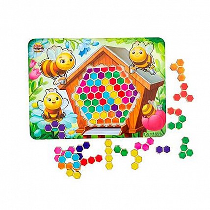 Дерев'яний пазл-вкладиш "Веселі бджілки" Ubumblebees (ПСД165) PSD165