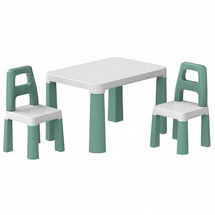 Детский стол с двумя стульями 0440TXK бело-зеленый